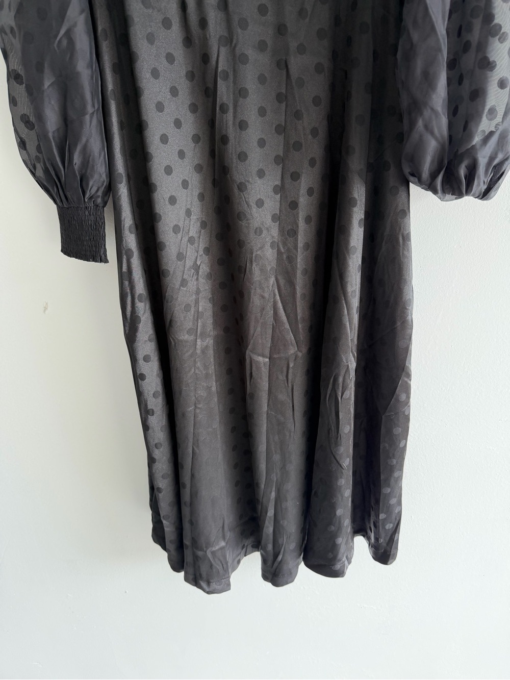 NEW Flying Tomato Black Polka Dot Long Sleeve Midi Dress Size Large 8455 - Picture 10 of 15